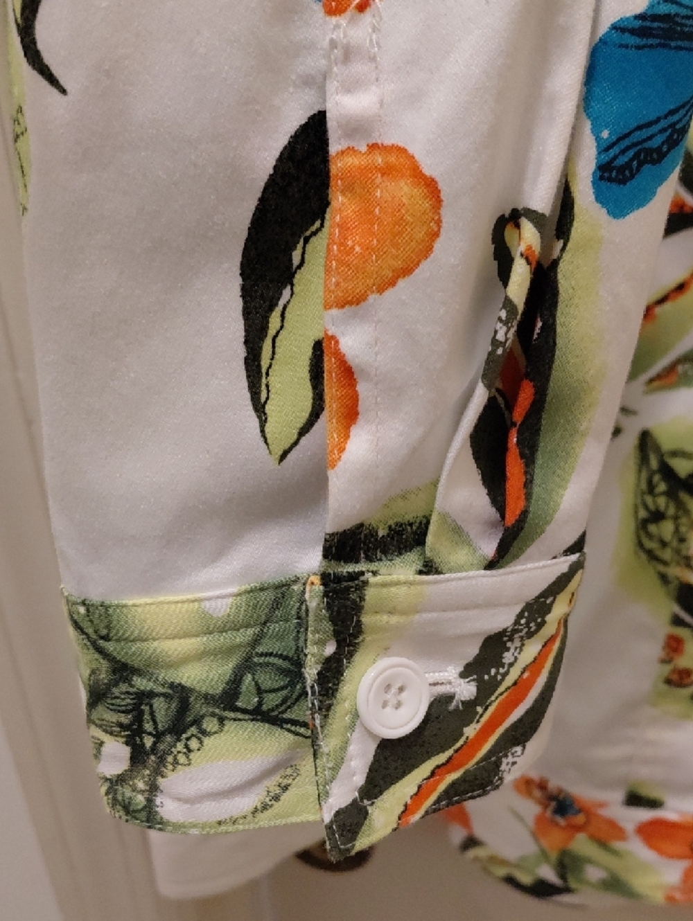 Alfred Dunner White Shirt Jacket with Orange & Blue Floral Print - Picture 3 of 5